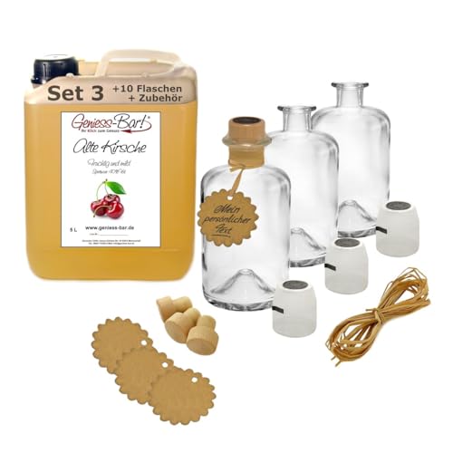 Alte Kirsche 5L inkl. 10 Flaschen, Korken, Kapseln, Bast & Anhänger 40% Vol. Schnaps Obstler Spirituose kein Brand Alte Kirsche 5L inkl. 10 Flaschen, Korken, Kapseln, Bast & Anhänger 40% Vol. Schnaps Obstler Spirituose kein Brand von Geniess-Bar!