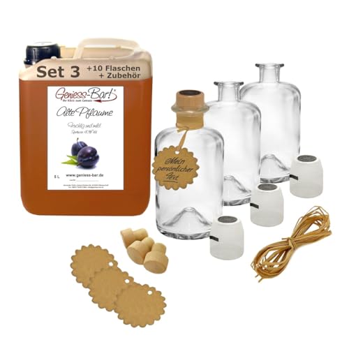 Alte Pflaume 5L inkl. 10 Flaschen, Korken, Kapseln, Bast & Anhänger Edelspirituose Schnaps kein Brand 40% Vol Alte Pflaume 5L inkl. 10 Flaschen, Korken, Kapseln, Bast & Anhänger Edelspirituose Schnaps kein Brand 40% Vol von Geniess-Bar!