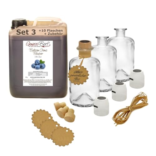 Geniess-Bar! Balsamico Creme Blaubeer (5 Liter + 10 Flaschen) - Premium Crema di Aceto Balsamico di Modena IGP mit 3% Säure von Geniess-Bar!