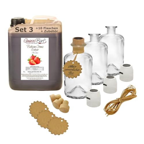 Geniess-Bar! Balsamico Creme Erdbeer (5 Liter + 10 Flaschen) - Premium Crema di Aceto Balsamico di Modena IGP mit 3% Säure von Geniess-Bar!