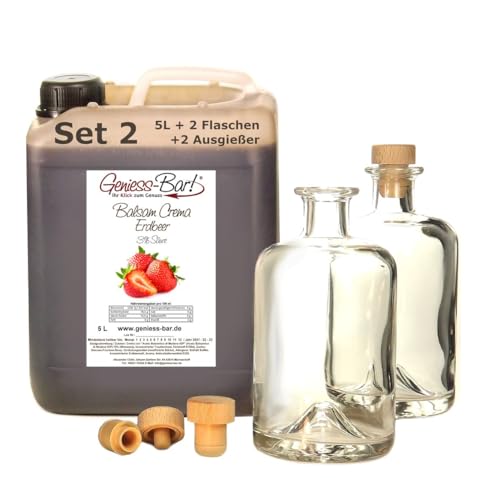 Geniess-Bar! Balsamico Creme Erdbeer (5 Liter + 2 Flaschen) - Premium Crema di Aceto Balsamico di Modena IGP mit 3% Säure von Geniess-Bar!