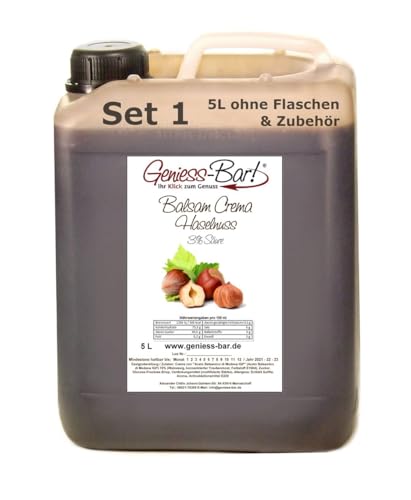 Geniess-Bar! Balsamico Creme Haselnuss (5 Liter) - Premium Crema di Aceto Balsamico di Modena IGP mit 3% Säure von Geniess-Bar!