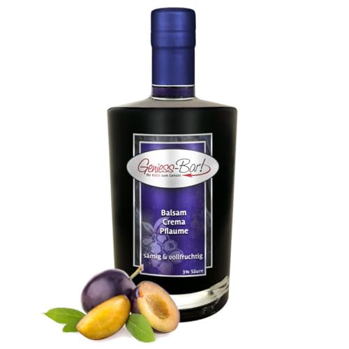 Balsamico Creme Pflaume 0,35L 3% Säure mit original Crema di Aceto Balsamico di Modena IGP von Geniess-Bar!