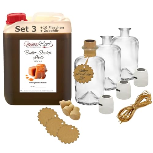 Butter Scotch Likör 5L inkl. 10 Flaschen, Korken, Kapseln, Bast & Anhänger! Sehr aromatisch bonbonartig & lecker 18% Vol. Butter Scotch Likör 5L inkl. 10 Flaschen, Korken, Kapseln, Bast & Anhänger! Sehr aromatisch bonbonartig & lecker 18% Vol. von Geniess-Bar!