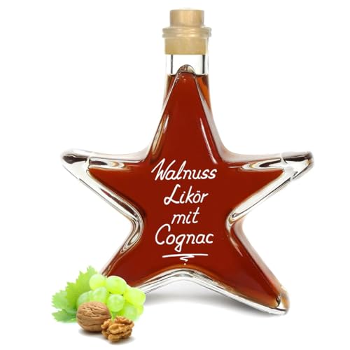 Walnuss Likör mit Cognac verfeinert (10% Volumenanteil) 0,2L Sternflasche samtweich und sehr aromatisch 28% Vol von Geniess-Bar!