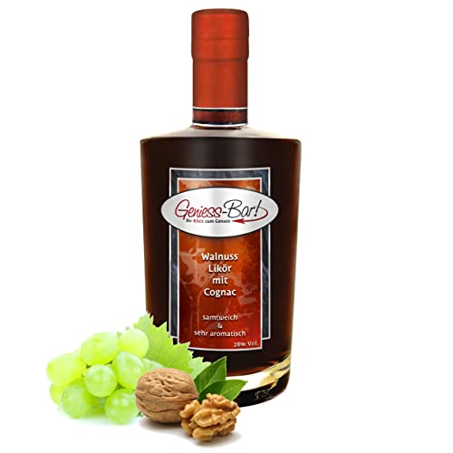 Walnuss Likör mit Cognac verfeinert (10% Volumenanteil) 0,35L samtweich und sehr aromatisch 28% Vol von Geniess-Bar!