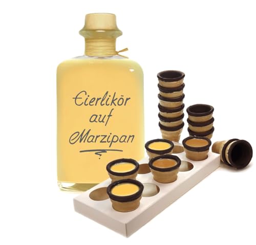 Eierlikör auf Marzipan 0,5L mit Waffelbechern & Becherhalter sämig & süffig 20% Vol. von Geniess-Bar!