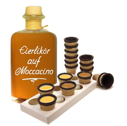 Eierlikör auf Moccacino 1L mit 16 Waffelbechern & Becherhalter 20% Vol von Geniess-Bar!