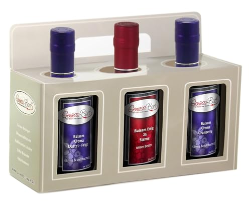 Geschenkbox 3x 0,5L Crema Dattel Feige, Cranberry, 25 Sterne Manufaktur Qualität von Geniess-Bar!