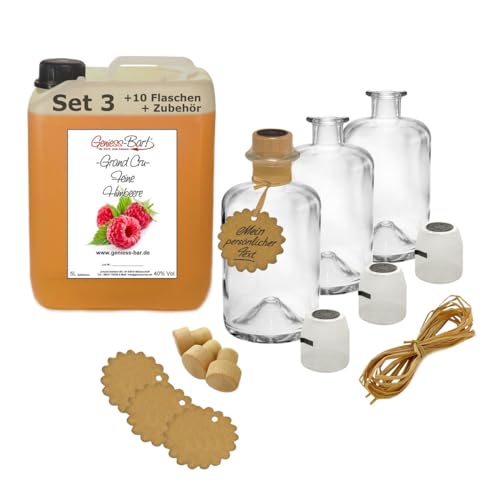 Grand Cru Feine Himbeere 5 L inkl. 10 Flaschen, Korken, Kapseln, Bast & Anhänger 40% Vol. Edelspirituose Himbeerschnaps Grand Cru Feine Himbeere 5 L inkl. 10 Flaschen, Korken, Kapseln, Bast & Anhänger 40% Vol. Edelspirituose Himbeerschnaps von Geniess-Bar!