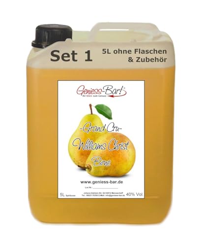 Grand Cru Williams Christ Birne 5L - mild & fruchtig Edelspirituose 40% Vol. Schnaps Birnenschnaps Birnenspirituose von Geniess-Bar!