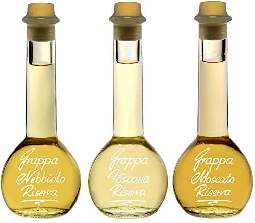 Grappa Kollektion - unsere Besten! Nebbiolo - Toskana - Moscato 3 x 0,2L von Geniess-Bar!