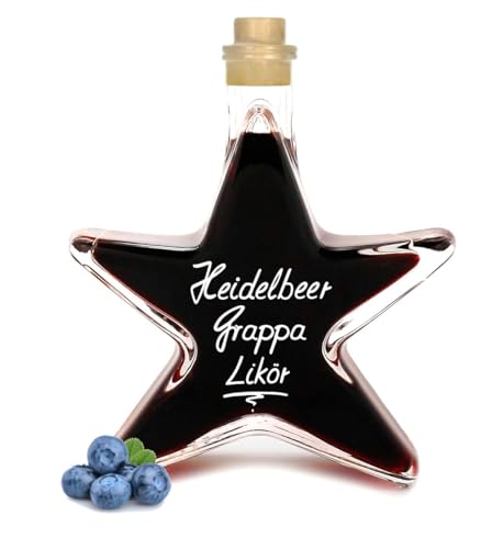 Heidelbeer Grappa Likör in Sternflasche 0,2 L Weihnachtsflasche Heidelbeerlikör 25% Vol von Geniess-Bar!