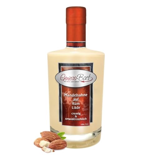 Likör Mandelsahne auf Rum 0.5 l Cremig & herrlicher Duft nach gerösteten Mandeln & Rum 18% Vol. von Geniess-Bar!
