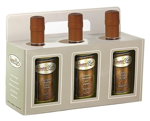 Olivenöl Geschenkbox 3x 0,35L in premium Qualität Steinpilz / Rosmarin / Trüffel extra vergine kaltgepresst von Geniess-Bar!