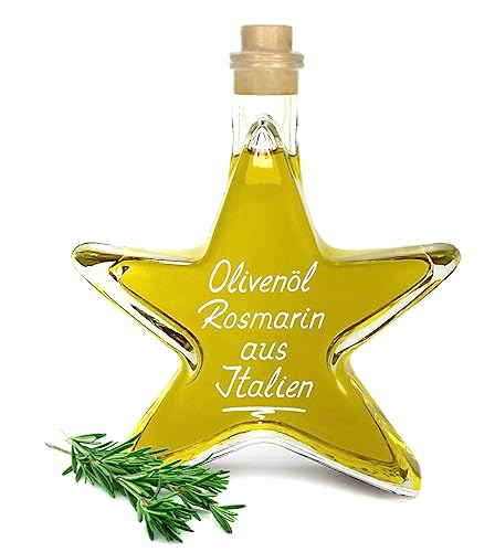 Olivenöl Rosmarin aus Italien - extra vergine kaltgepresst 200ml Sternflasche Stern Glasflasche von Geniess-Bar!