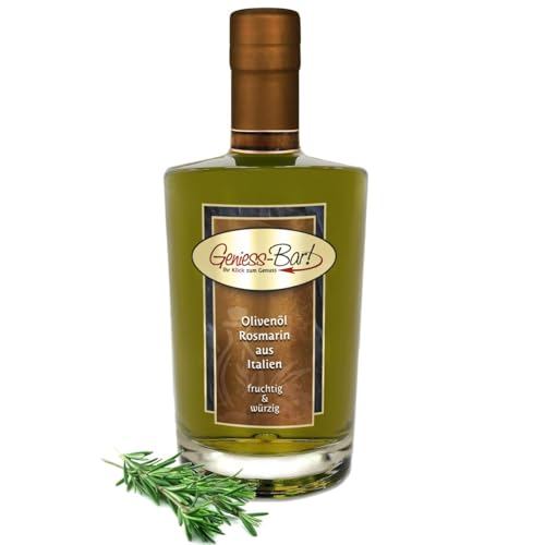 Olivenöl Rosmarin aus Italien - extra vergine kaltgepresst 700ml Glaskaraffe von Geniess-Bar!