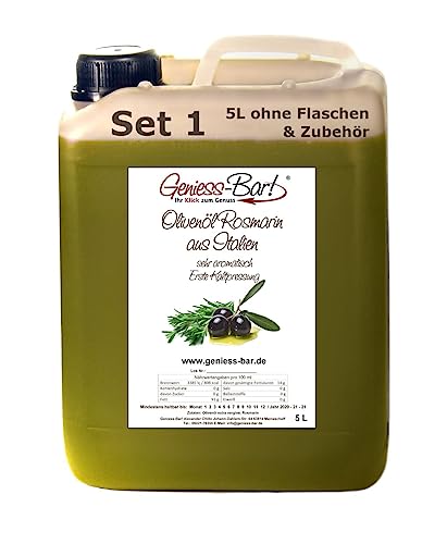 Olivenöl Rosmarin aus Italien 5L - extra vergine kaltgepresst sehr aromatisch von Geniess-Bar!