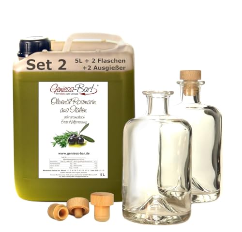 Olivenöl Rosmarin aus Italien 5L inkl. 2 Flaschen u. 2 Ausgießer sehr aromatisiert extra vergine von Geniess-Bar!