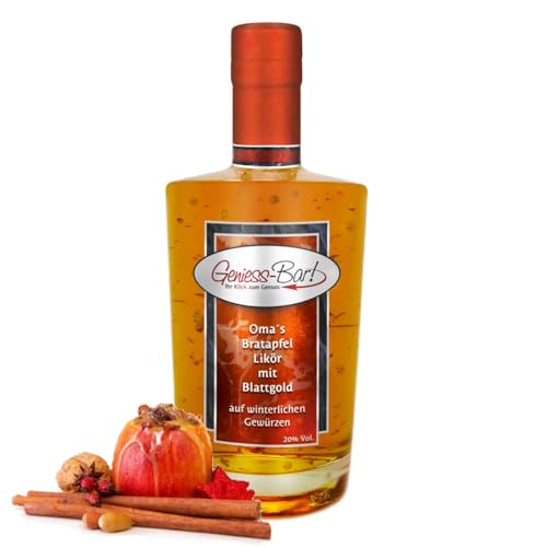 Oma's Bratapfel Likör mit 24 Karat Blattgold 0,7L fruchtig und süffig 20% Vol Oma's Bratapfel Likör mit 24 Karat Blattgold 0,7L fruchtig und süffig 20% Vol von Geniess-Bar!