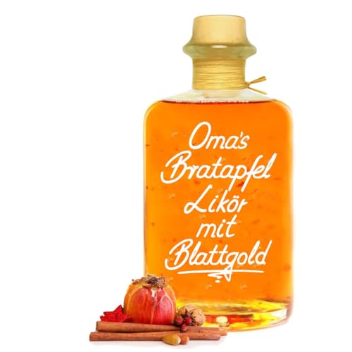 Oma's Bratapfel Likör mit 24 Karat Blattgold 1L sehr fruchtig und süffig 20% von Geniess-Bar!