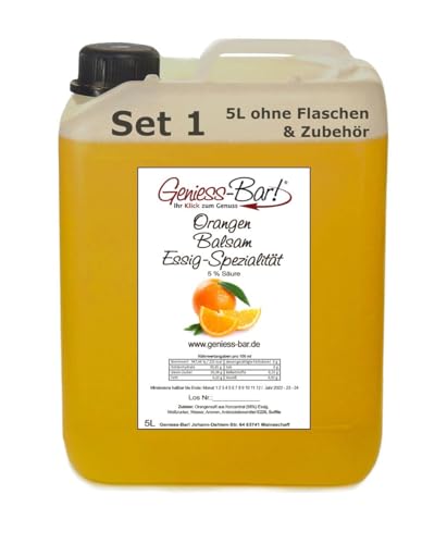 Orangen Balsam Essig - Spezialität 5L mit 68% Fruchtanteil & intensiver Fruchtnote sehr mild 5% Säure von Geniess-Bar!