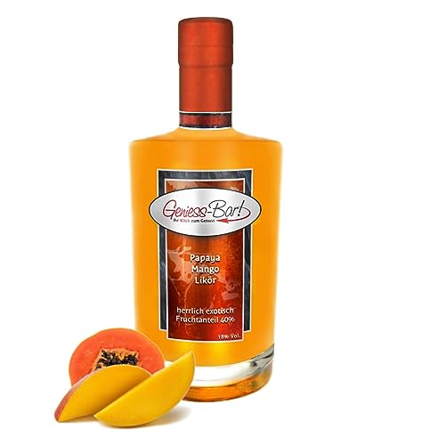 Papaya Mango Likör 0,5L herrlich exotisch mit intensiver Frucht 18% Vol von Geniess-Bar!