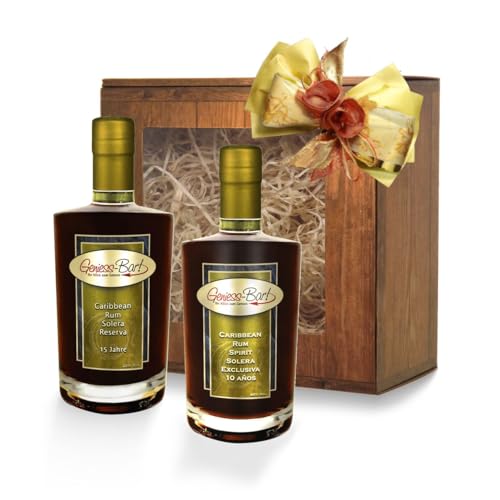 Premium Rum Geschenkbox Caribbean Rum Spirit Solera & Reserva 15 Jahre 2x 350 ml 40% Vol. von Geniess-Bar!