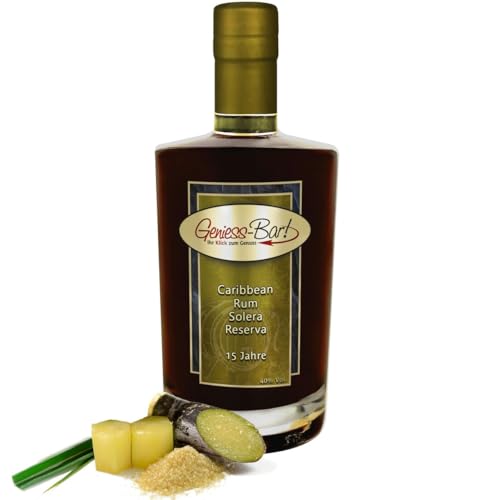 Rum 15 Jahre 0,35L Caribbean Ron Solera Reserva sehr weich 40% Vol. Geschenkflasche 350ml von Geniess-Bar!