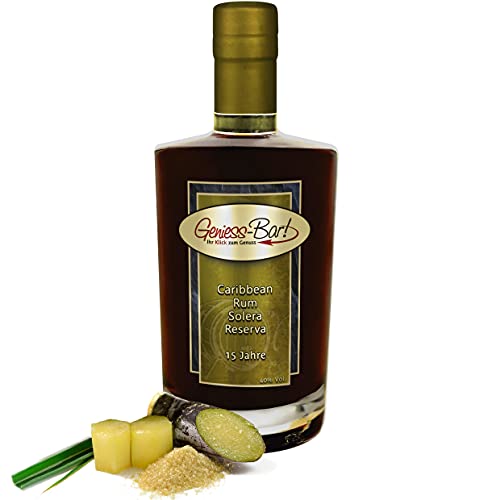 Rum 15 Jahre 0,35L Caribbean Ron Solera Reserva sehr weich 40% Vol. Geschenkflasche 350ml von Geniess-Bar!