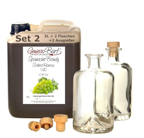 Spanischer Brandy Solera Reserva X.O. 5L & 2 Flaschen & 2 Ausgießer gratis 40% Vol. Spanischer Brandy Solera Reserva X.O. 5L & 2 Flaschen & 2 Ausgießer gratis 40% Vol. von Geniess-Bar!