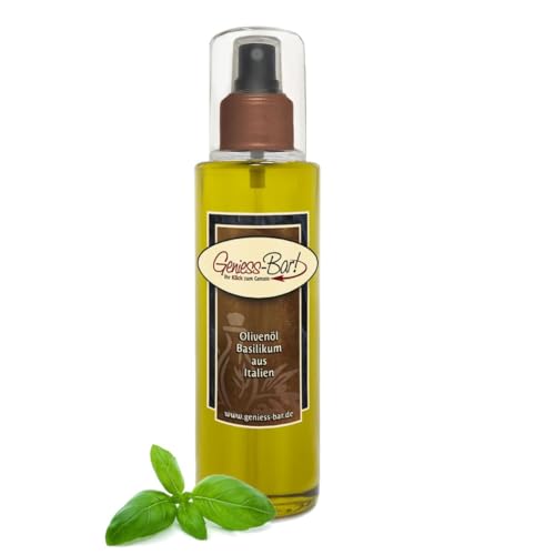 Sprühöl Basilikum Olivenöl aus Italien 0,26L Sprühflasche sehr aromatisch kaltgepresst Pumpspray von Geniess-Bar!