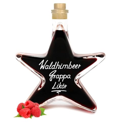 Waldhimbeer Grappa Likör 0,2 L Sternflasche Feuerwerk der Aromen 20% Vol Stern Flasche Geschenk Geschenkflasche von Geniess-Bar!