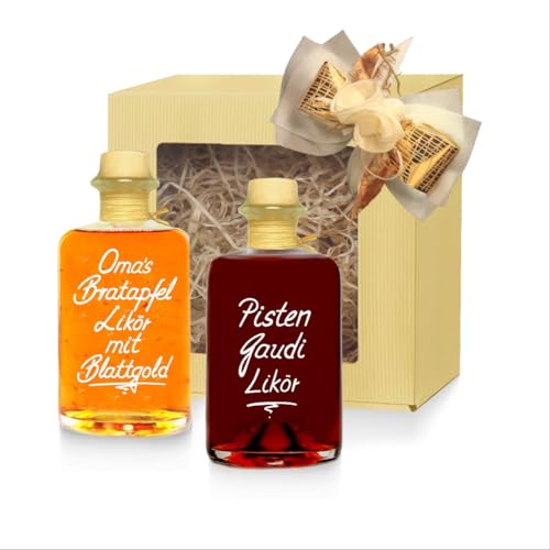 Weihnachtsikör Geschenkbox Pistengaudi Jagatee Likör & Oma´s Bratapfel Likör 2x 350 ml von Geniess-Bar!