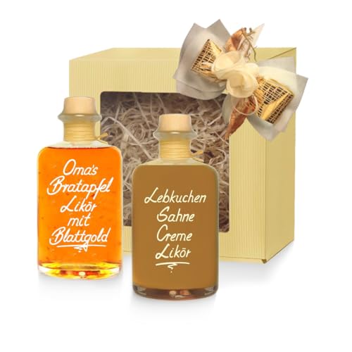 Weihnachtslikör Geschenkbox Lebkuchen Likör & Oma´s Bratapfel Likör 2x 350 ml Geschenk Geschenkset Präsent von Geniess-Bar!