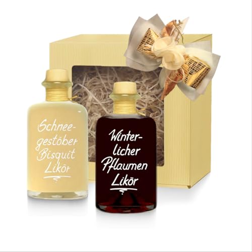 Winter Likör Geschenkbox Schneegestöber Sahne Likör & Winter Pflaume Likör 2x 350 ml von Geniess-Bar!