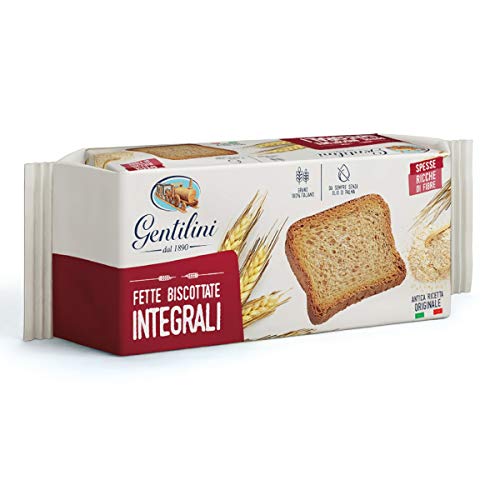3x Gentilini Fette Biscottate Integrali Vollkorn-Zwieback Brot Backwaren reich an Ballaststoffen 100% Italienisches Produkt 175g von Gentilini