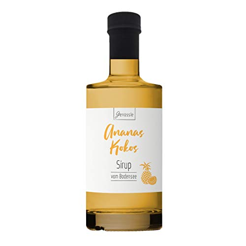 BIO Ananas-Kokos-Sirup 350ml - Genüssle Ananas Kokos Sirup vom Bodensee - Ananassirup aus rein natürlichen Zutaten und ohne Zusatzstoffe, Größe:350 ml von Genüssle