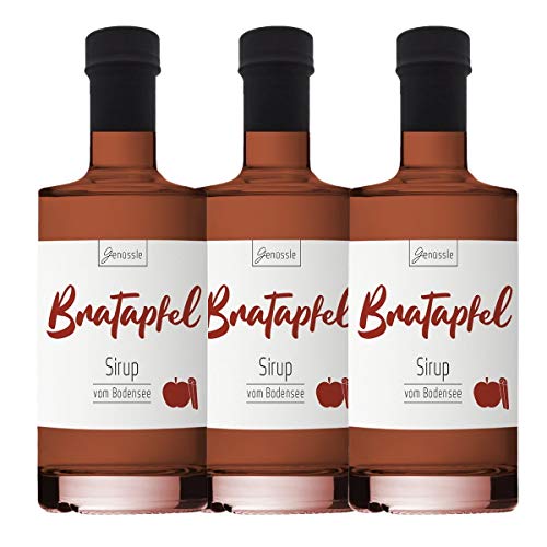 Bratapfel-Sirup 3x 350ml - Genüssle Apfelsirup vom Bodensee - Bratapfel Sirup - Äpfel vom Bodensee - natürlich ohne Zusatzstoffe von Genüssle