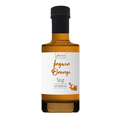 BIO Ingwer-Orangen-Sirup 200ml - Genüssle Ingwer Orangen Sirup vom Bodensee - Orangensirup aus rein natürlichen Zutaten und ohne Zusatzstoffe von Genüssle