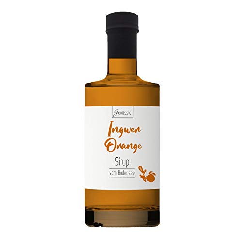 Ingwer-Orangen-Sirup 350ml - Genüssle Ingwer Orangen Sirup vom Bodensee - Ingwersirup aus rein natürlichen Zutaten und ohne Zusatzstoffe, Größe:350 ml von Genüssle