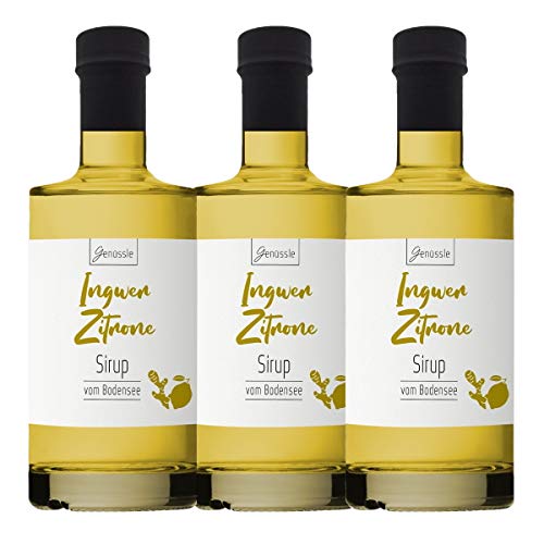 Ingwer-Zitronen-Sirup 3x 350ml - Genüssle Ingwer Zitronen Sirup vom Bodensee - Ingwersirup aus rein natürlichen Zutaten und ohne Zusatzstoffe Ingwer-Zitronen-Sirup 3x 350ml - Genüssle Ingwer Zitronen Sirup vom Bodensee - Ingwersirup aus rein natürlichen Zutaten und ohne Zusatzstoffe von Genüssle