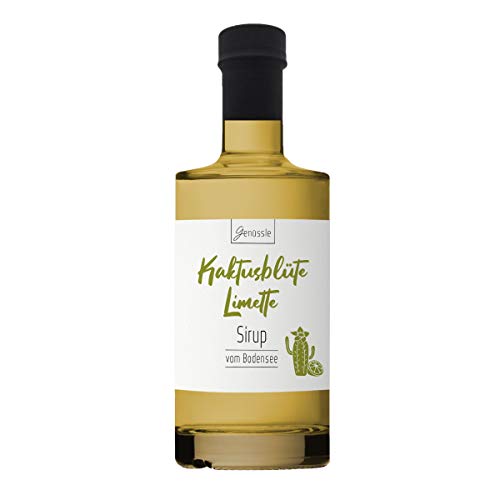 Kaktusblüte-Limette-Sirup 350ml - Genüssle Katkusfeigen Sirup vom Bodensee - Kaktusfeigenblütensirup aus rein natürlichen Zutaten und ohne Zusatzstoffe, Größe:350 ml von Genüssle