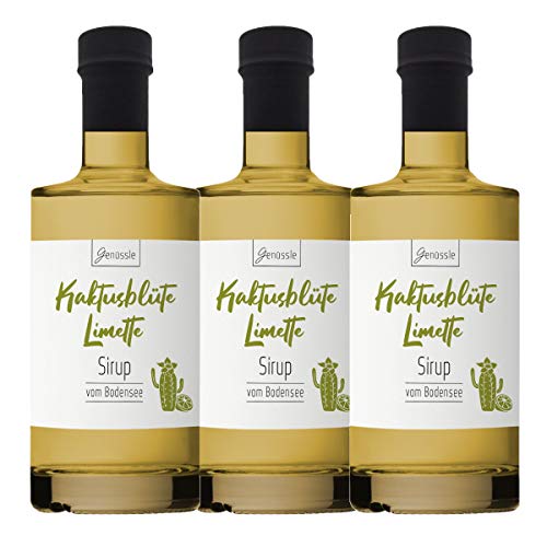 Kaktusblüte-Limette-Sirup 3x 350ml - Genüssle Katkusfeigen Sirup vom Bodensee - Kaktusfeigenblütensirup aus rein natürlichen Zutaten und ohne Zusatzstoffe von Genüssle