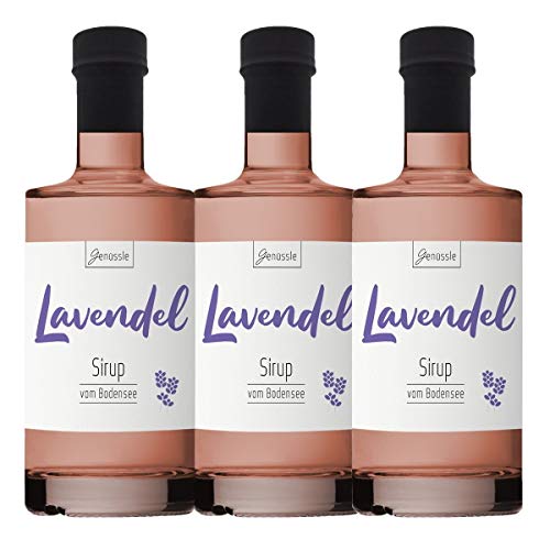 Lavendelblüten-Sirup 3x 350ml - Genüssle Lavendelsirup vom Bodensee - Lavendelsirup aus echten heimischen Lavendel - natürlich ohne Zusatzstoffe von Genüssle