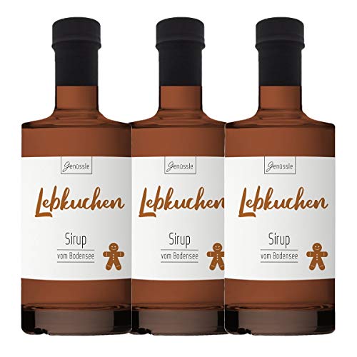 Lebkuchen-Sirup 3x 350ml - Genüssle Gewürzsirup aus Langenargen am Bodensee - Winterlicher Lebkuchensirup - natürlich ohne Zusatzstoffe von Genüssle