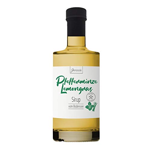 Pfefferminze-Lemongras Sirup 350ml - Genüssle Zitronengras Pfefferminz Sirup vom Bodensee - Sirup für heiße Tage zum eiskalt genießen von Genüssle