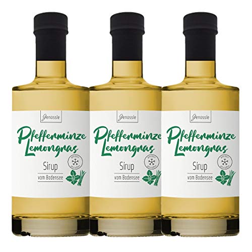 Pfefferminze-Lemongras Sirup 3x 350ml - Genüssle Zitronengras Pfefferminz Sirup vom Bodensee - Sirup für heiße Tage zum eiskalt genießen Pfefferminze-Lemongras Sirup 3x 350ml - Genüssle Zitronengras Pfefferminz Sirup vom Bodensee - Sirup für heiße Tage zum eiskalt genießen von Genüssle