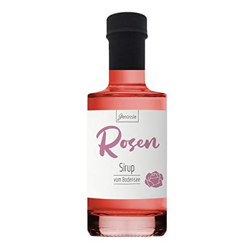 BIO Rosenblüten-Sirup 200ml - Genüssle Rosensirup vom Bodensee - Rosen Sirup aus echten heimischen Rosenblüten - natürlich ohne Zusatzstoffe von Genüssle