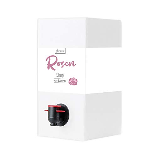 BIO Rosenblüten-Sirup 3 L - Genüssle Rosensirup vom Bodensee - Rosen Sirup aus echten heimischen Rosenblüten - natürlich ohne Zusatzstoffe von Genüssle